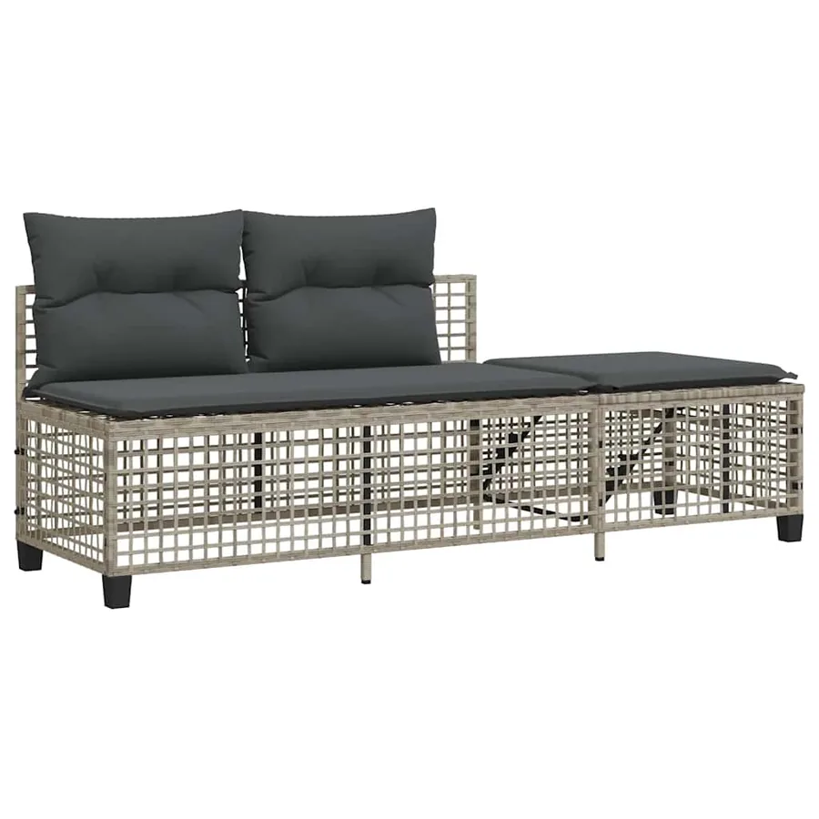 Salon de jardin d'angle avec coussins 3 pcs gris clair rotin - 6