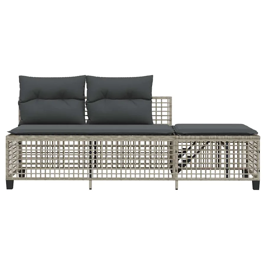 Salon de jardin d'angle avec coussins 3 pcs gris clair rotin - 7