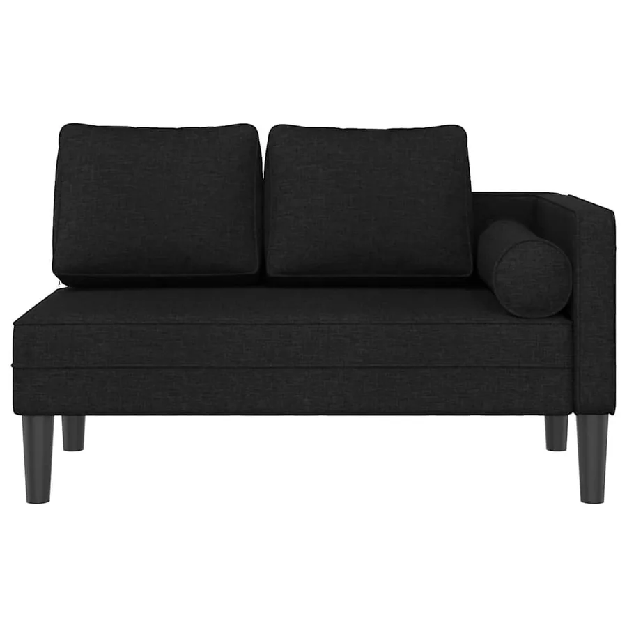 Chaise longue avec coussins noir tissu - 3