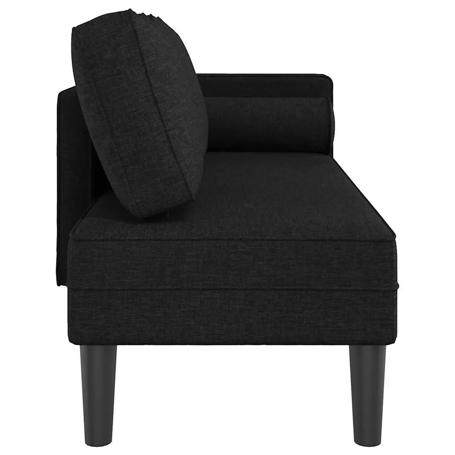 Chaise longue avec coussins noir tissu - 4