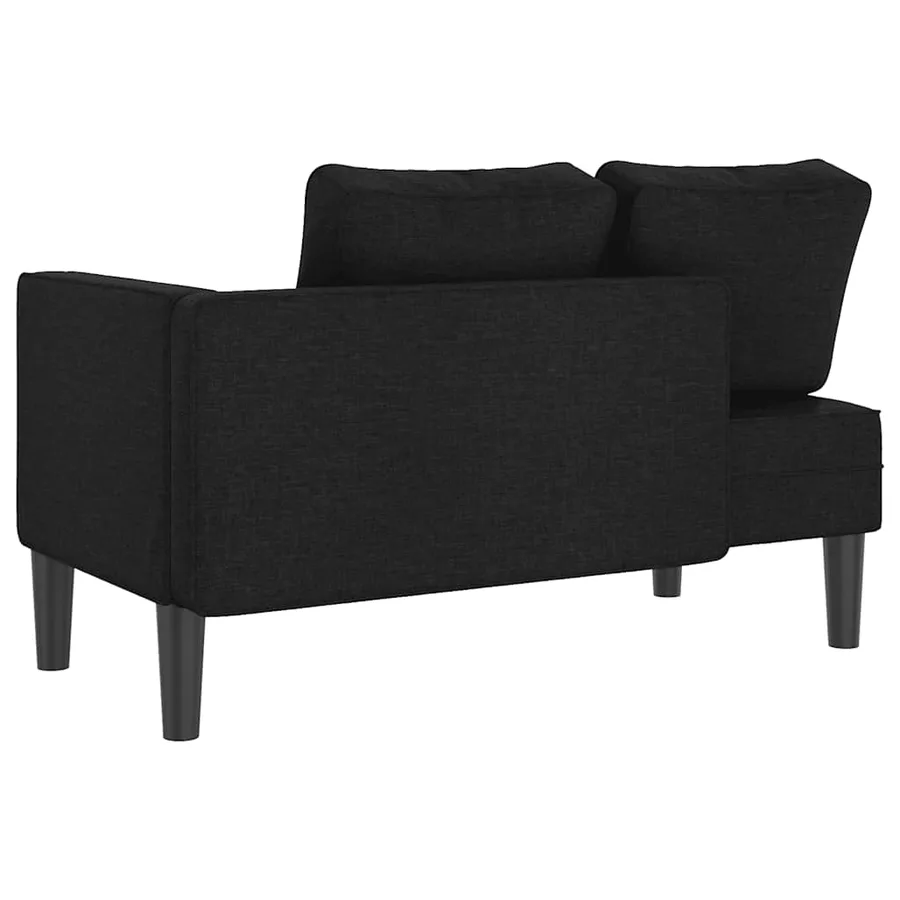 Chaise longue avec coussins noir tissu - 5