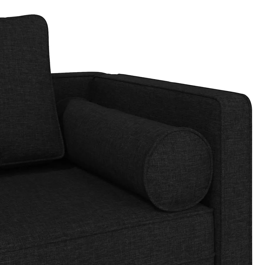 Chaise longue avec coussins noir tissu - 6