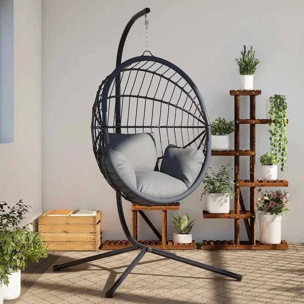 Support de chaise suspendue en forme d'œuf sans panier Acier anthracite