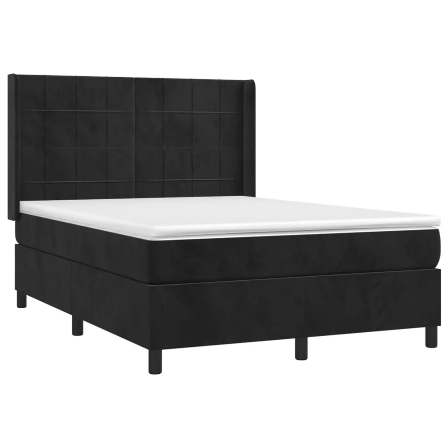 Sommier à lattes de lit matelas et LED Noir 140x200 cm Velours - 4