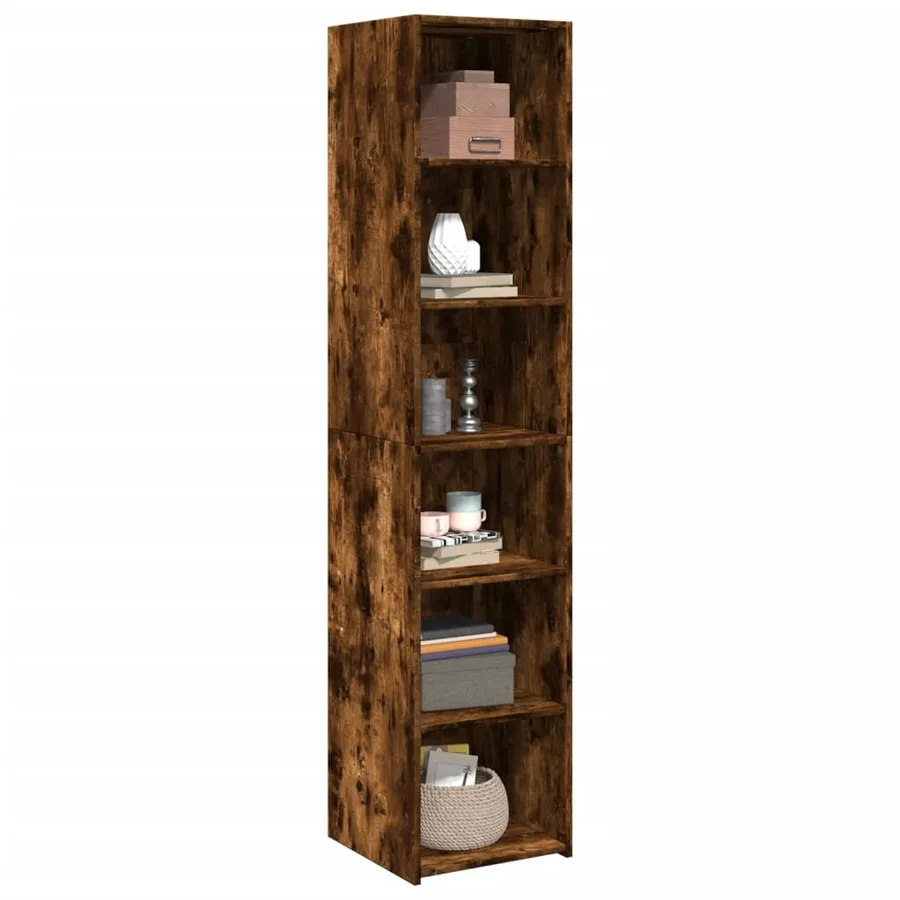 Buffet haut chêne fumé 40x41x185 cm bois d'ingénierie - 3