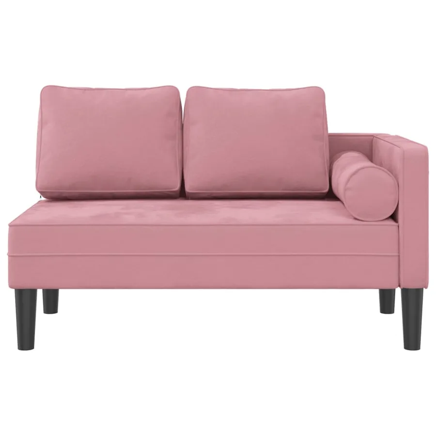 Chaise longue avec coussins rose velours - 3