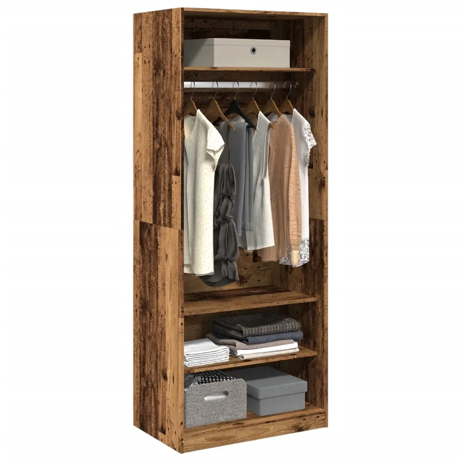 Garde-robe vieux bois 80x50x200 cm bois d'ingénierie - 3