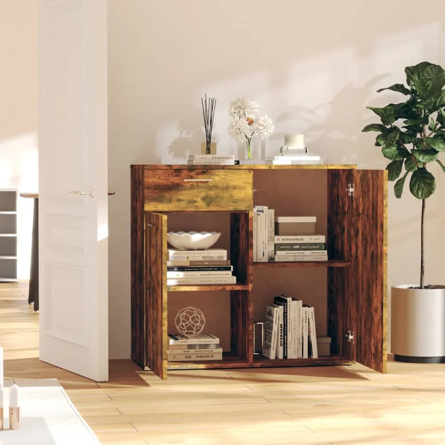 Buffet Chêne fumé 80x36x75 cm Bois d'ingénierie - 8