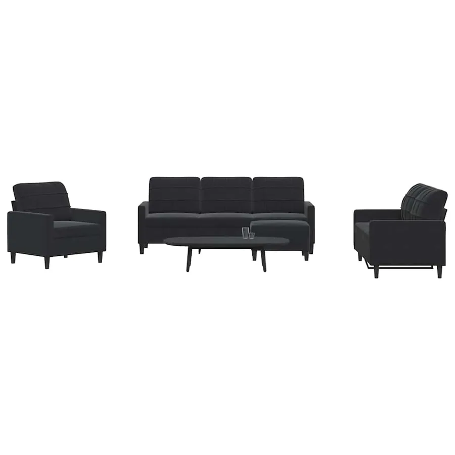 Ensemble de canapés 4 pcs avec coussins Noir Velours