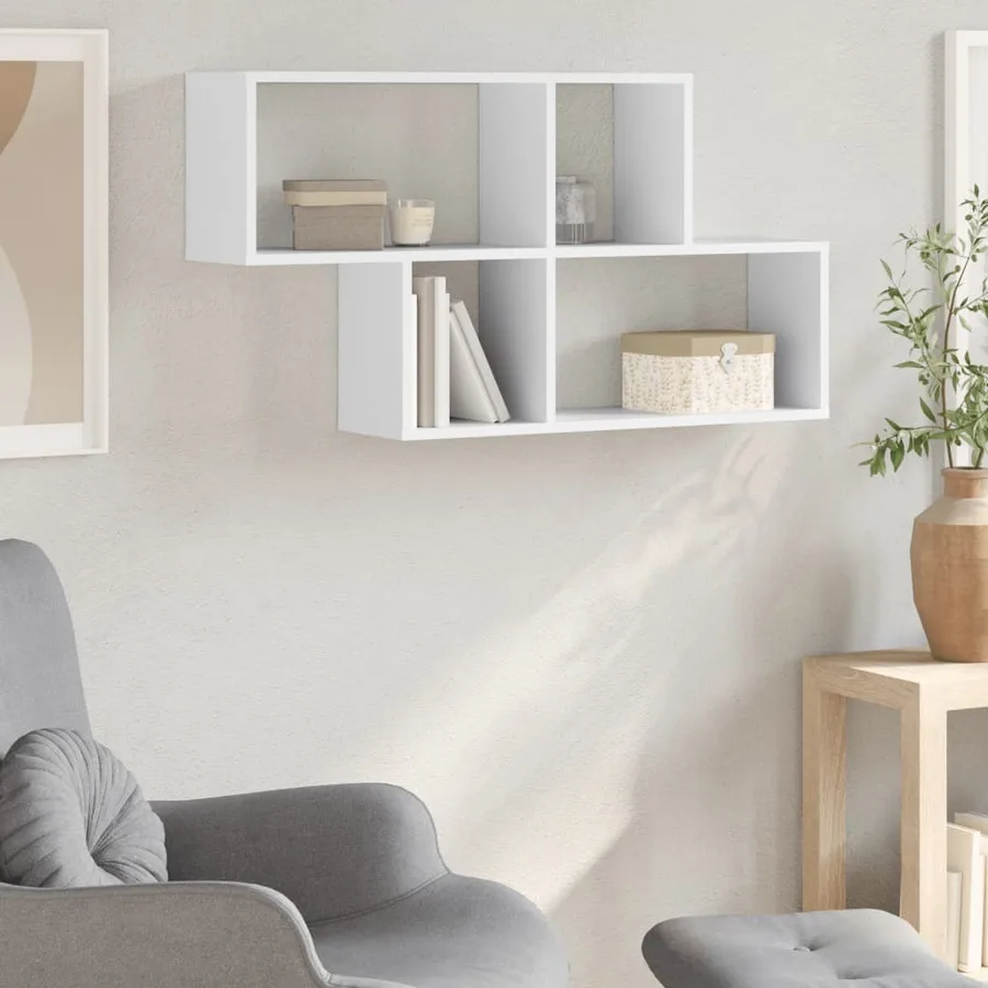 Étagère murale blanc 100x20x53 cm bois d'ingénierie - 3