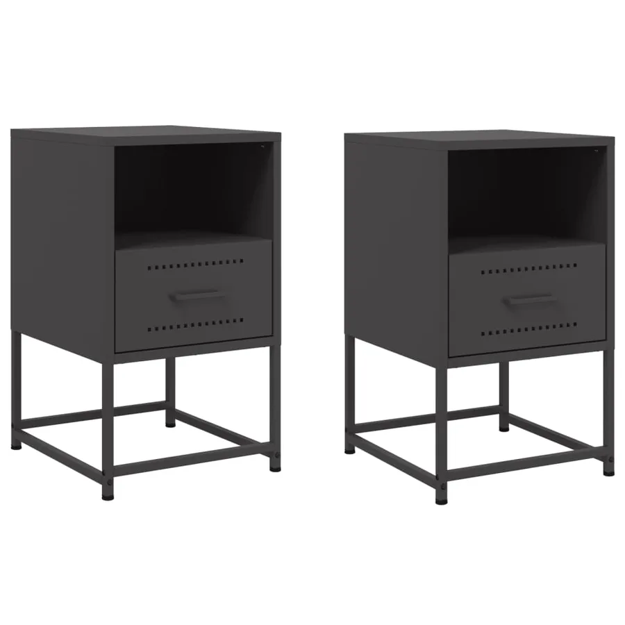 Tables de chevet 2 pcs noir 36x39x60,5 cm acier - 2