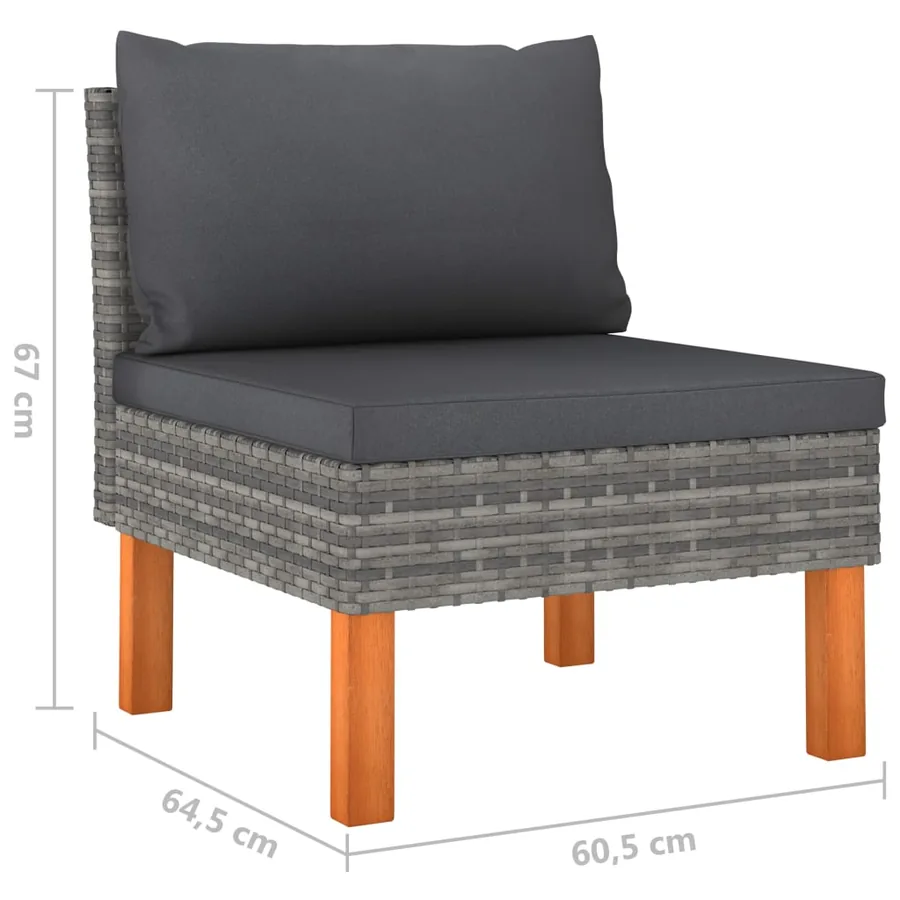 Canapé de jardin à 4 places avec coussins Gris Résine tressée - 7