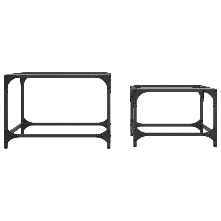 Tables basses gigognes 2 pcs dessus en verre transparent acier - 4