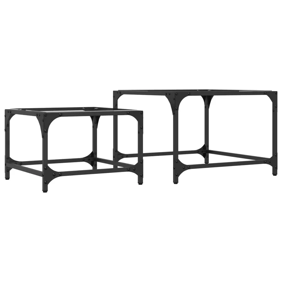 Tables basses gigognes 2 pcs dessus en verre transparent acier - 6