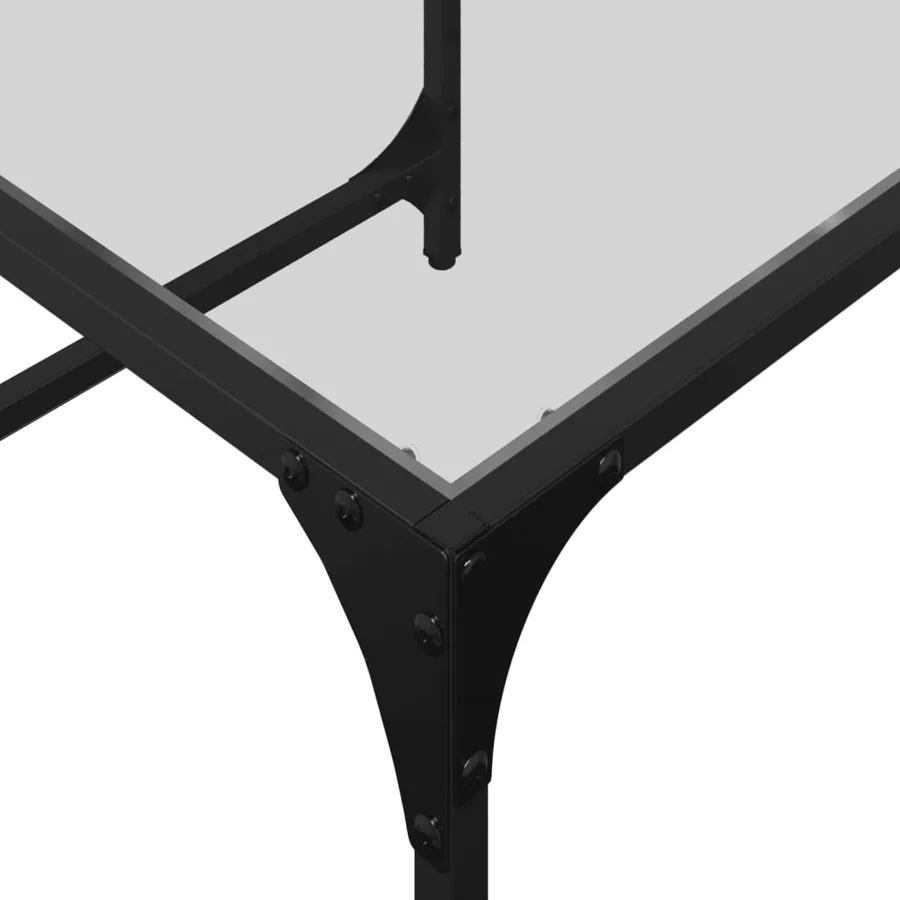 Tables basses gigognes 2 pcs dessus en verre transparent acier - 7