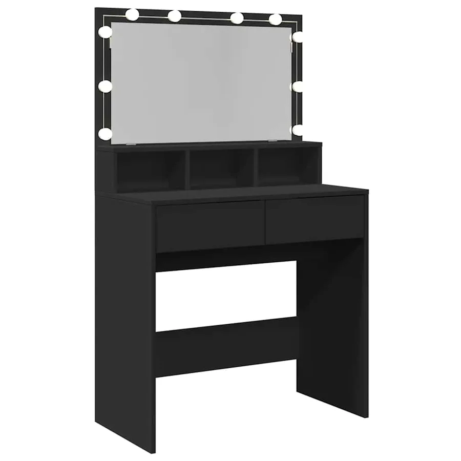 Coiffeuse avec LED noir 80x41x134,5 cm - 8