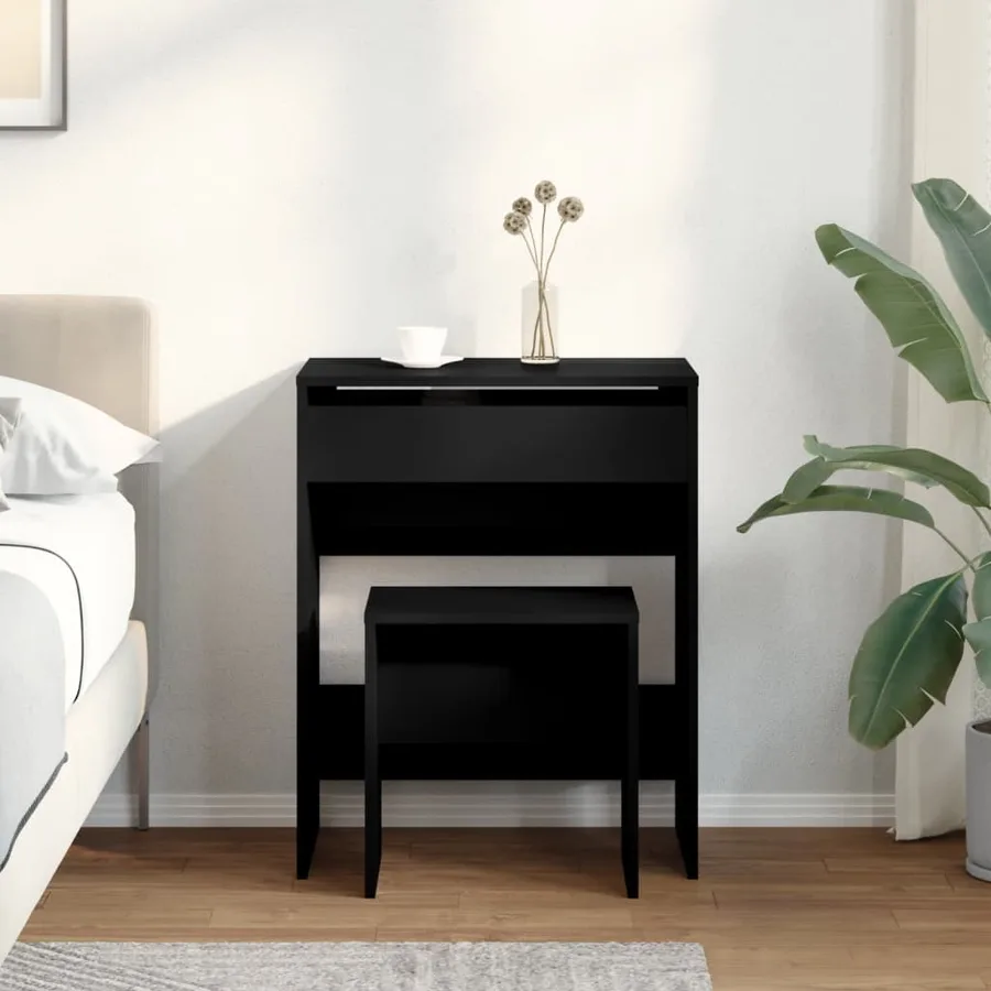 Coiffeuse et tabouret noir 60x40x113,5 cm - 3
