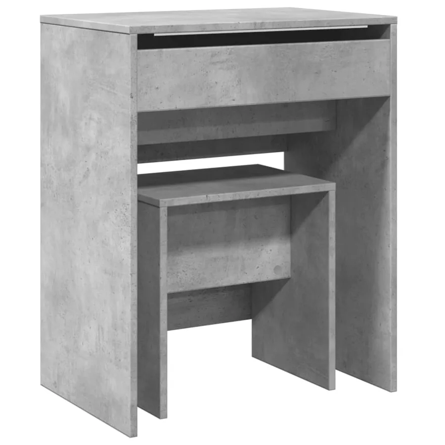 Coiffeuse et tabouret gris béton 60x40x113,5 cm - 2