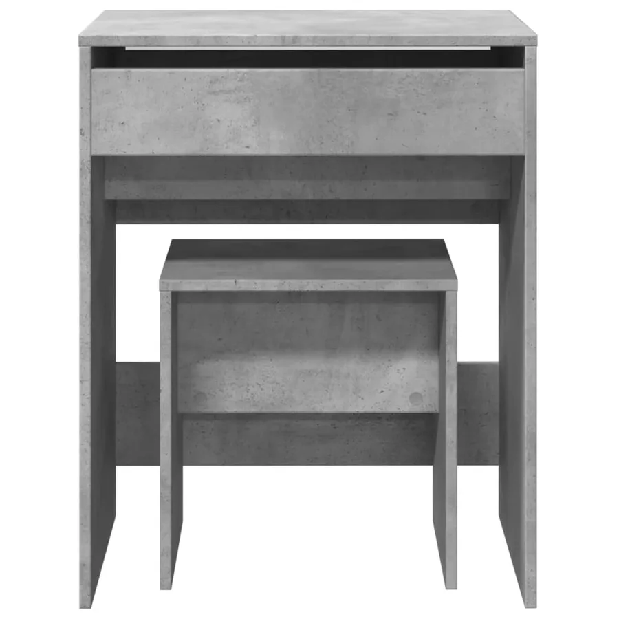 Coiffeuse et tabouret gris béton 60x40x113,5 cm - 5
