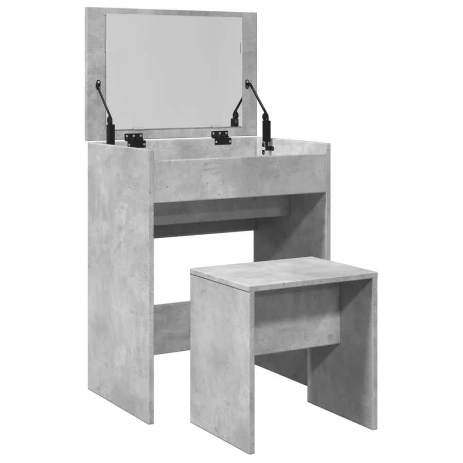 Coiffeuse et tabouret gris béton 60x40x113,5 cm - 8