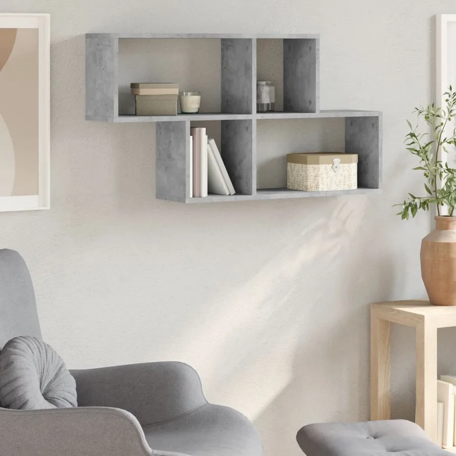 Étagère murale gris béton 100x20x53 cm bois d'ingénierie - 3