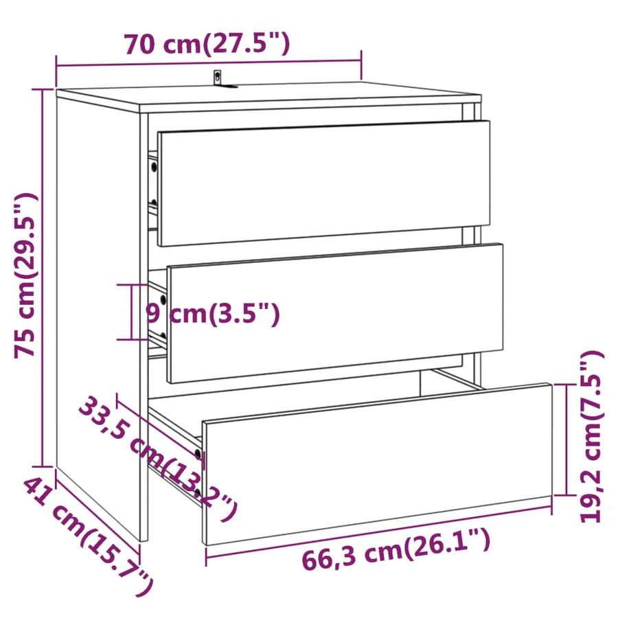 Buffets 3 pcs Chêne fumé Bois d'ingénierie - 8
