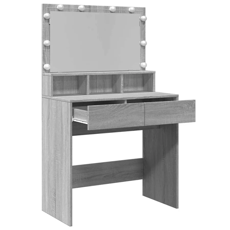 Coiffeuse avec LED sonoma gris 80x41x134,5 cm - 9