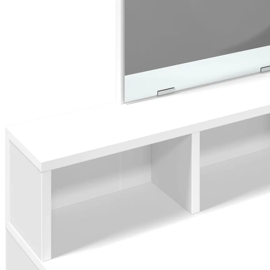 Coiffeuse avec miroir blanc 80x41x144,5 cm - 7