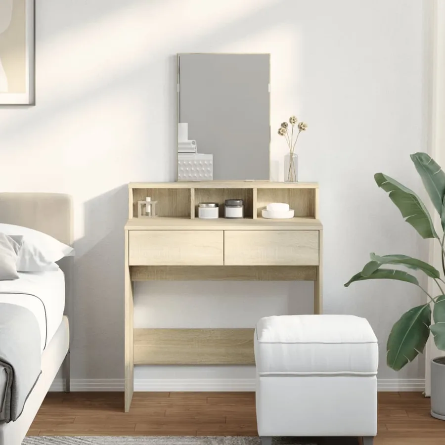 Coiffeuse avec miroir chêne sonoma 80x41x144,5 cm - 3