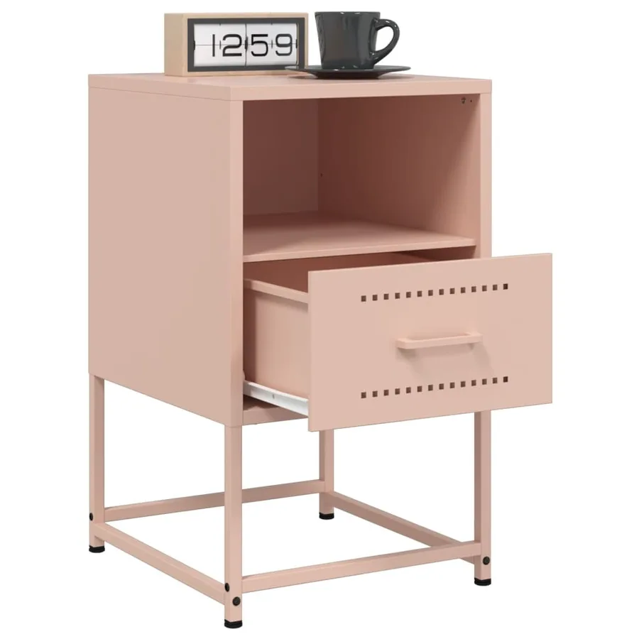 Tables de chevet 2 pcs rose 36x39x60,5 cm acier - 4