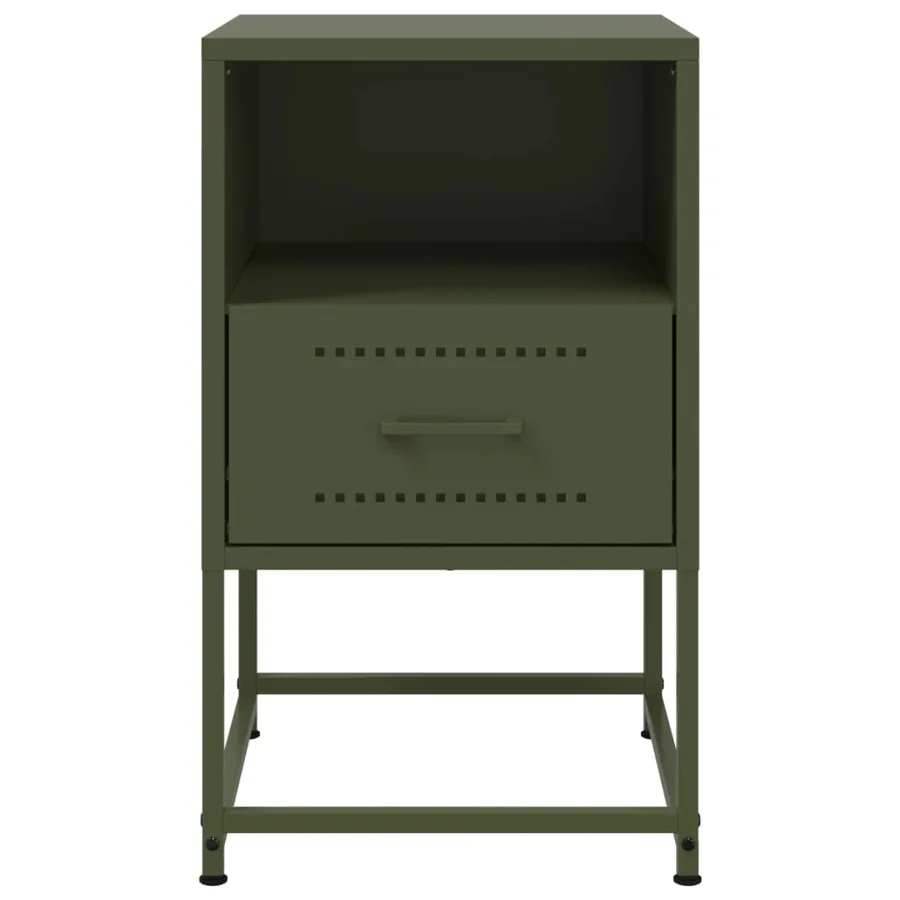 Table de chevet vert olive 36x39x60,5 cm acier - 6