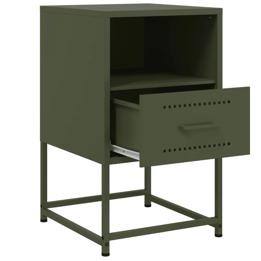 Table de chevet vert olive 36x39x60,5 cm acier - 9