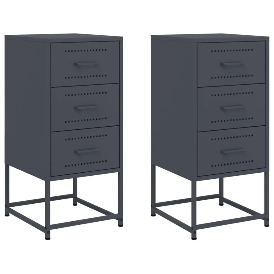 Tables de chevet 2 pcs anthracite 36x39x78 cm acier - 2