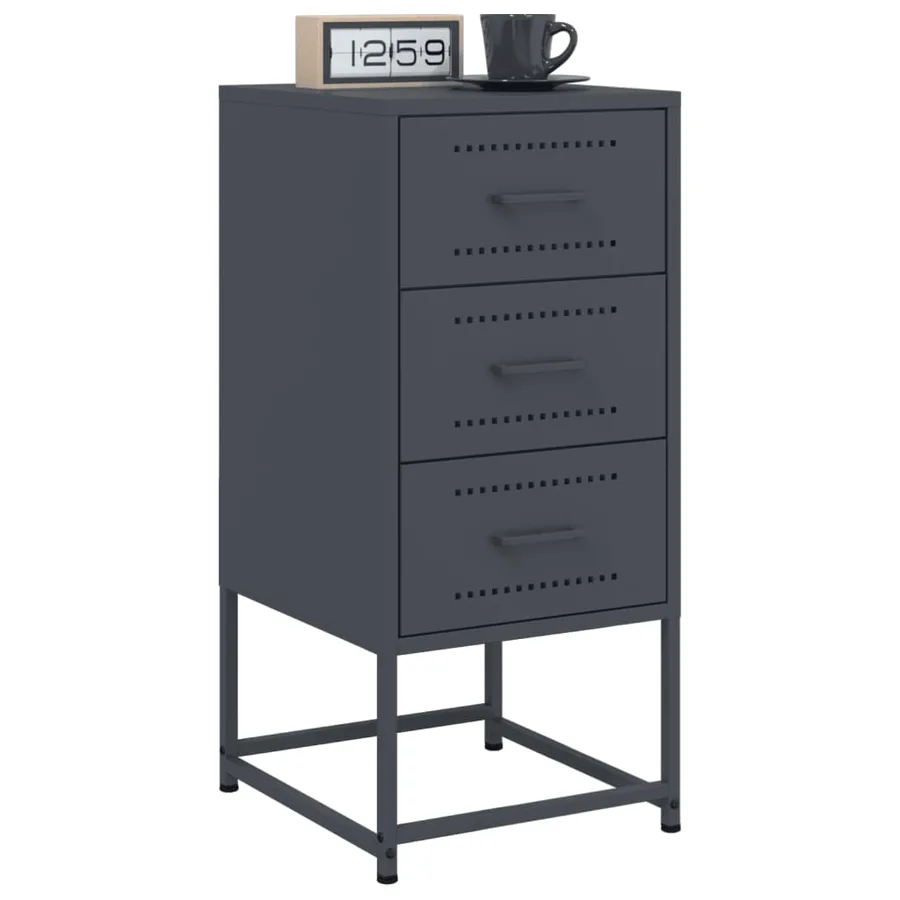 Tables de chevet 2 pcs anthracite 36x39x78 cm acier - 3