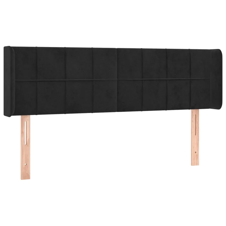 Tête de lit avec oreilles Noir 147x16x78/88 cm Velours - 2