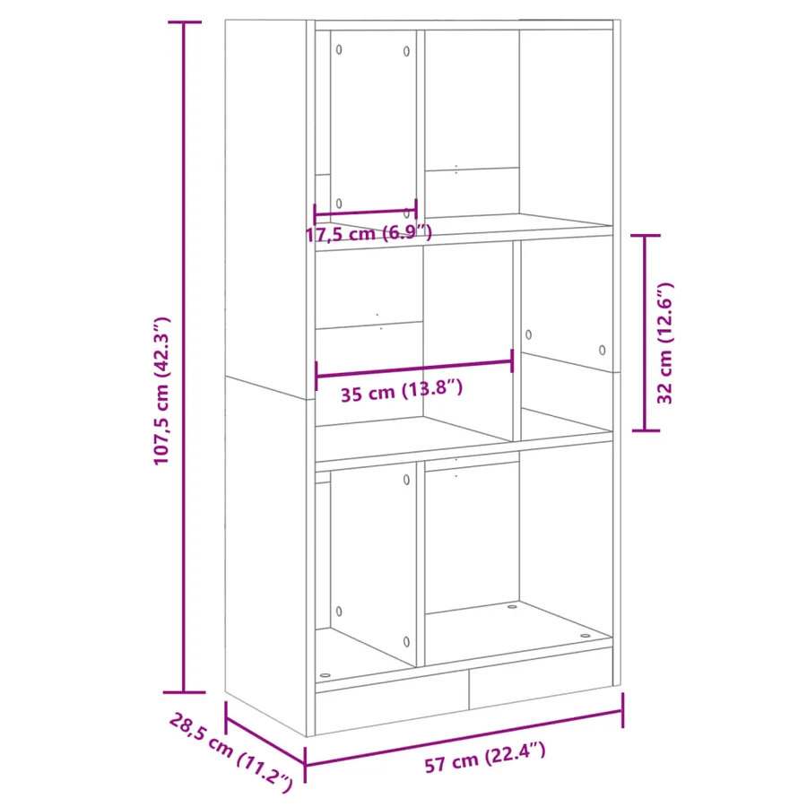 Bibliothèque blanc 57x28,5x107,5 cm bois d'ingénierie - 9