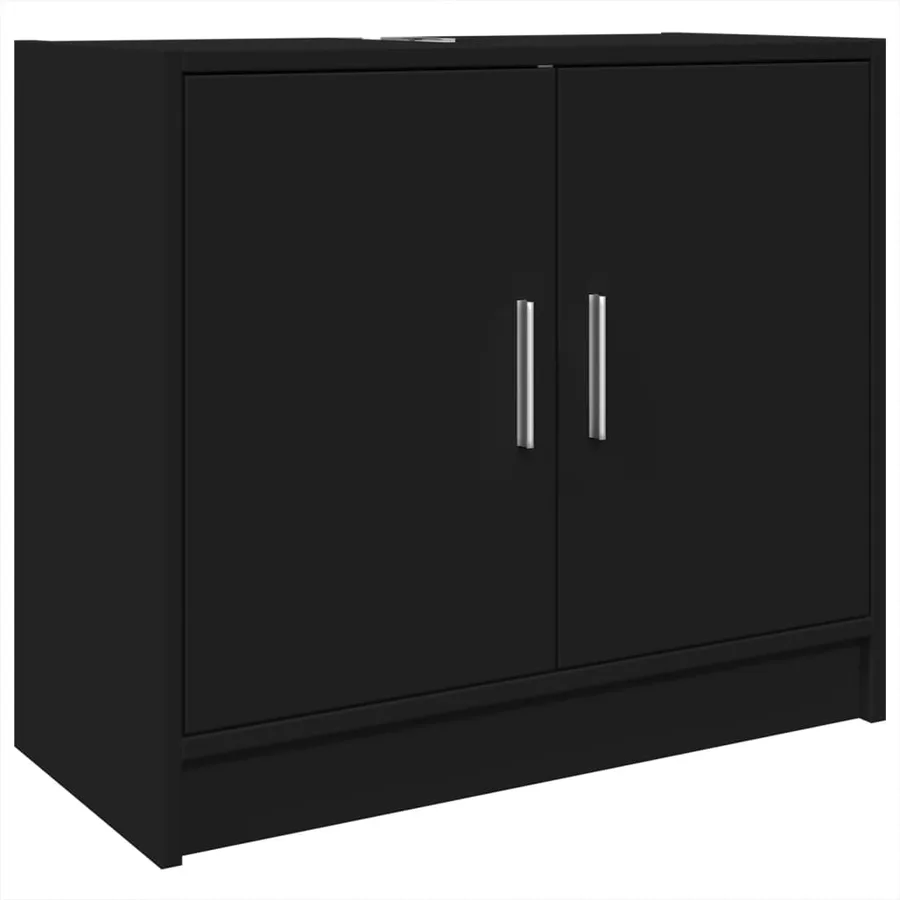 Armoire d'évier noir 63x29x55 cm bois d'ingénierie - 2
