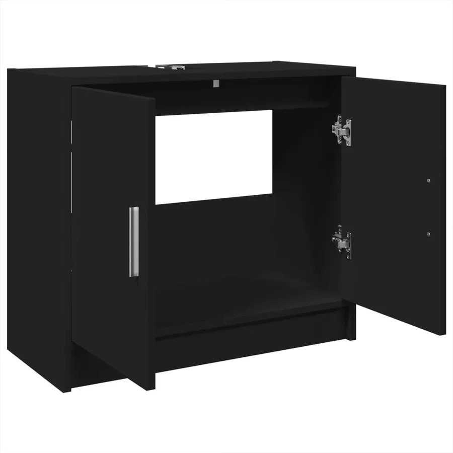 Armoire d'évier noir 63x29x55 cm bois d'ingénierie - 5