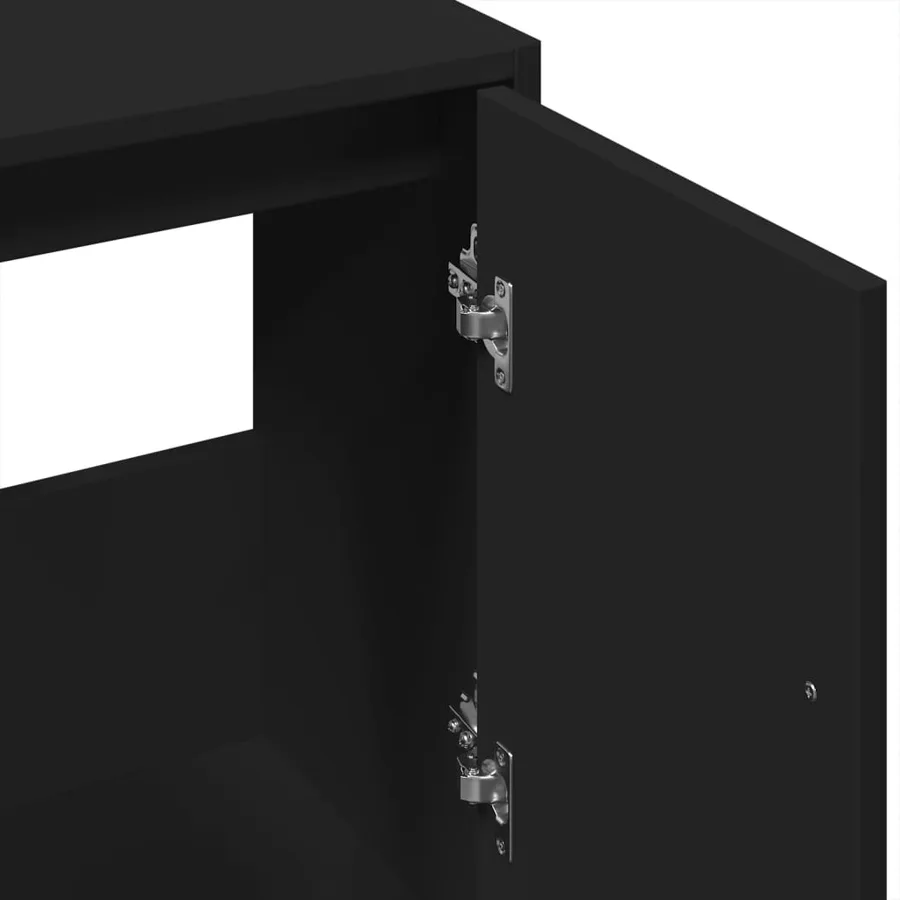 Armoire d'évier noir 63x29x55 cm bois d'ingénierie - 8