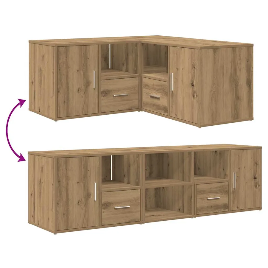 Armoire d'angle chêne artisanal 160x40x45 cm bois d'ingénierie - 12