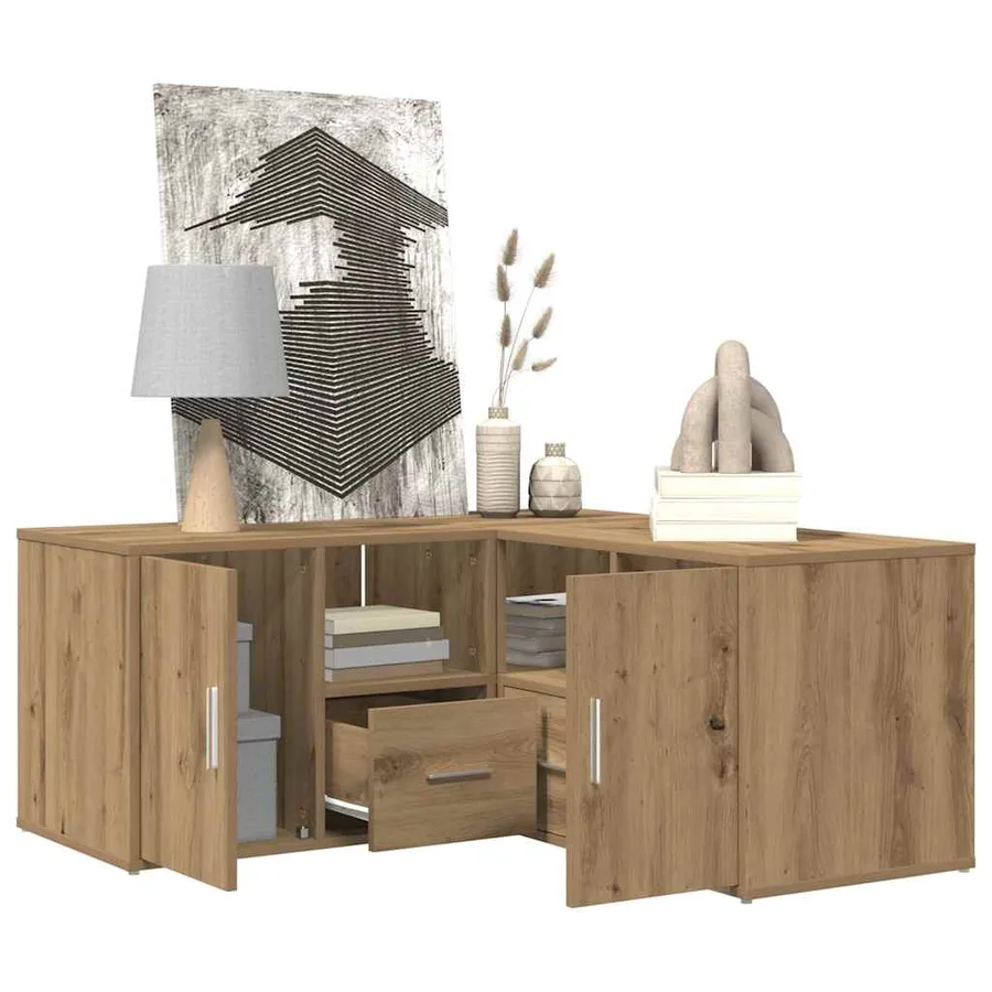 Armoire d'angle chêne artisanal 160x40x45 cm bois d'ingénierie - 4