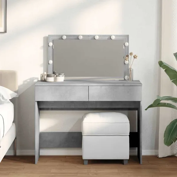 Coiffeuse avec LED gris béton 100x40x120 cm