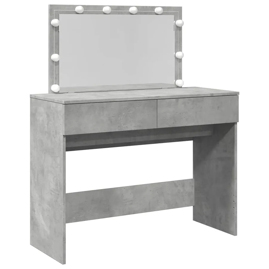 Coiffeuse avec LED gris béton 100x40x120 cm - 2