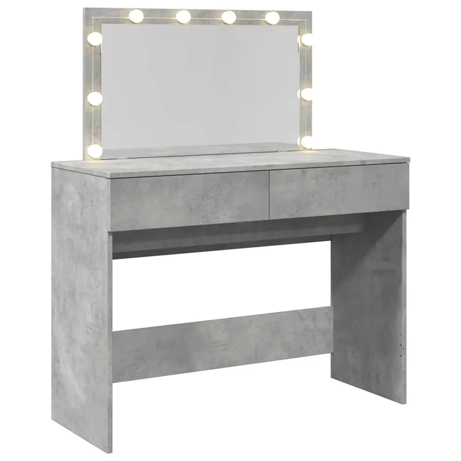 Coiffeuse avec LED gris béton 100x40x120 cm - 8