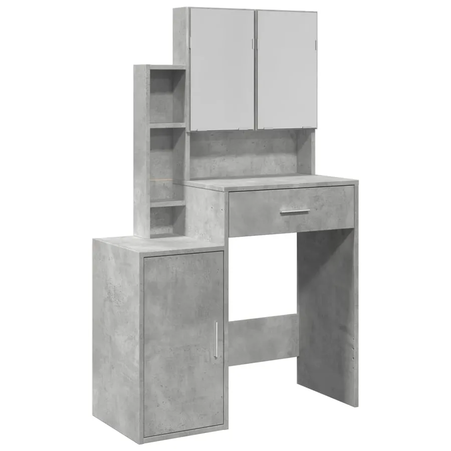 Coiffeuse avec armoire gris béton 80x35x132 cm - 2