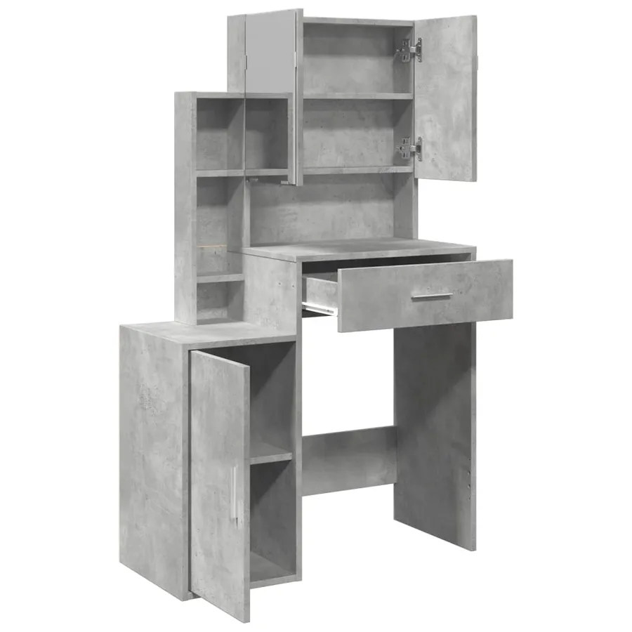Coiffeuse avec armoire gris béton 80x35x132 cm - 8