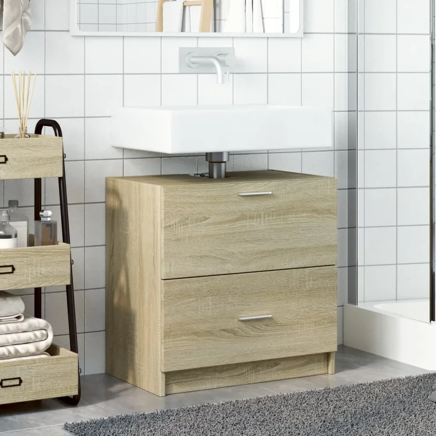Armoire d'évier chêne sonoma 59x37x59 cm bois d'ingénierie - 3