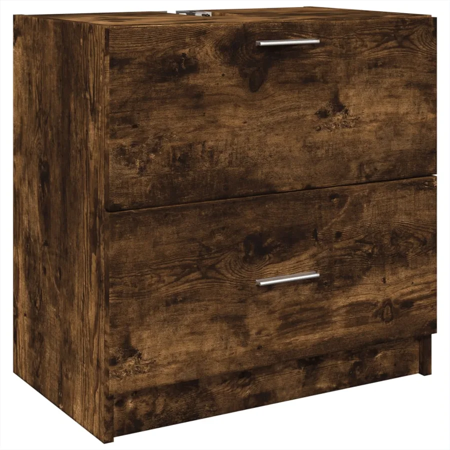 Meuble d'évier chêne fumé 59x37x59 cm bois d'ingénierie - 2