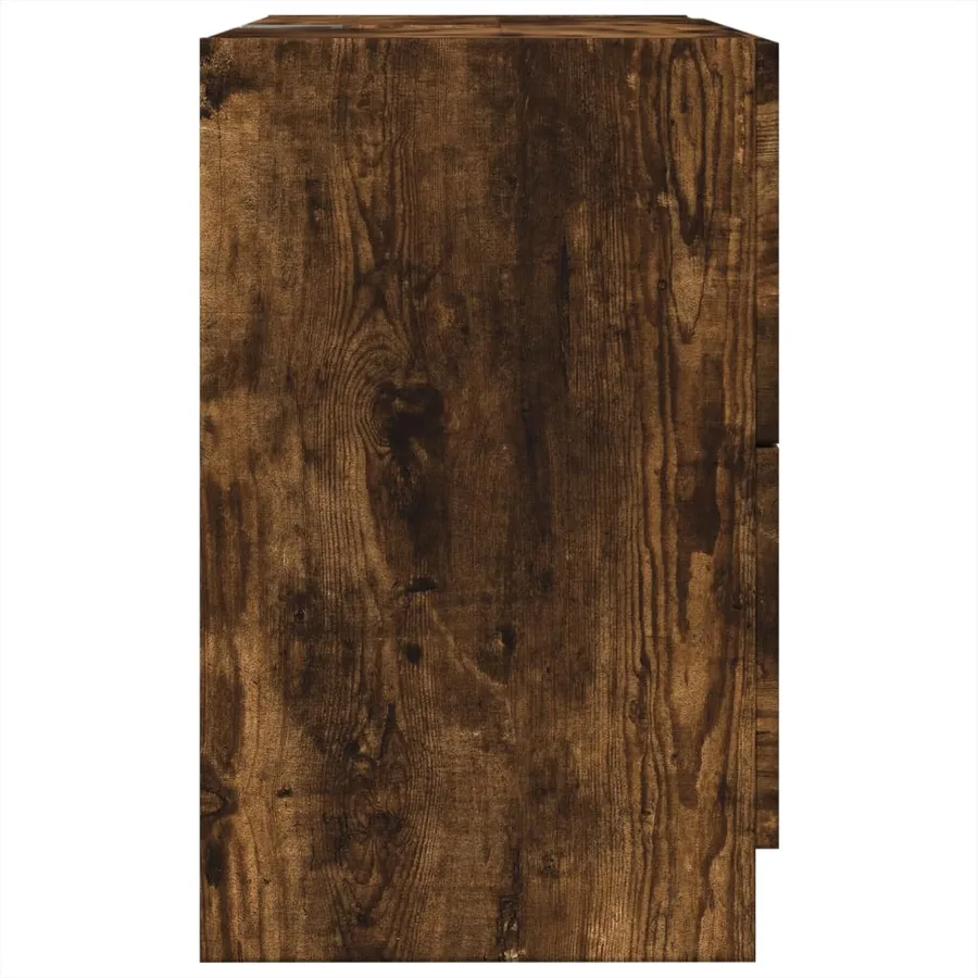 Meuble d'évier chêne fumé 59x37x59 cm bois d'ingénierie - 6