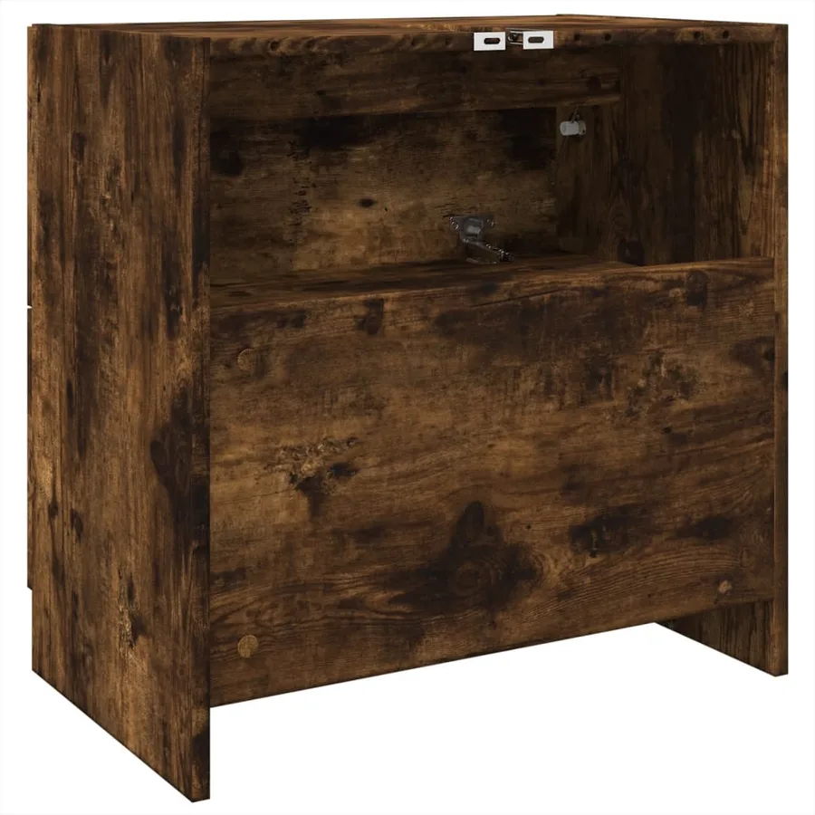 Meuble d'évier chêne fumé 59x37x59 cm bois d'ingénierie - 7
